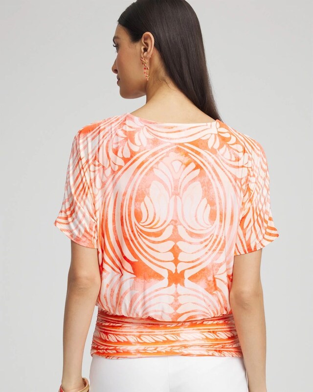 Touch of Cool Mesh Ruched Banded Hem Top - image 3